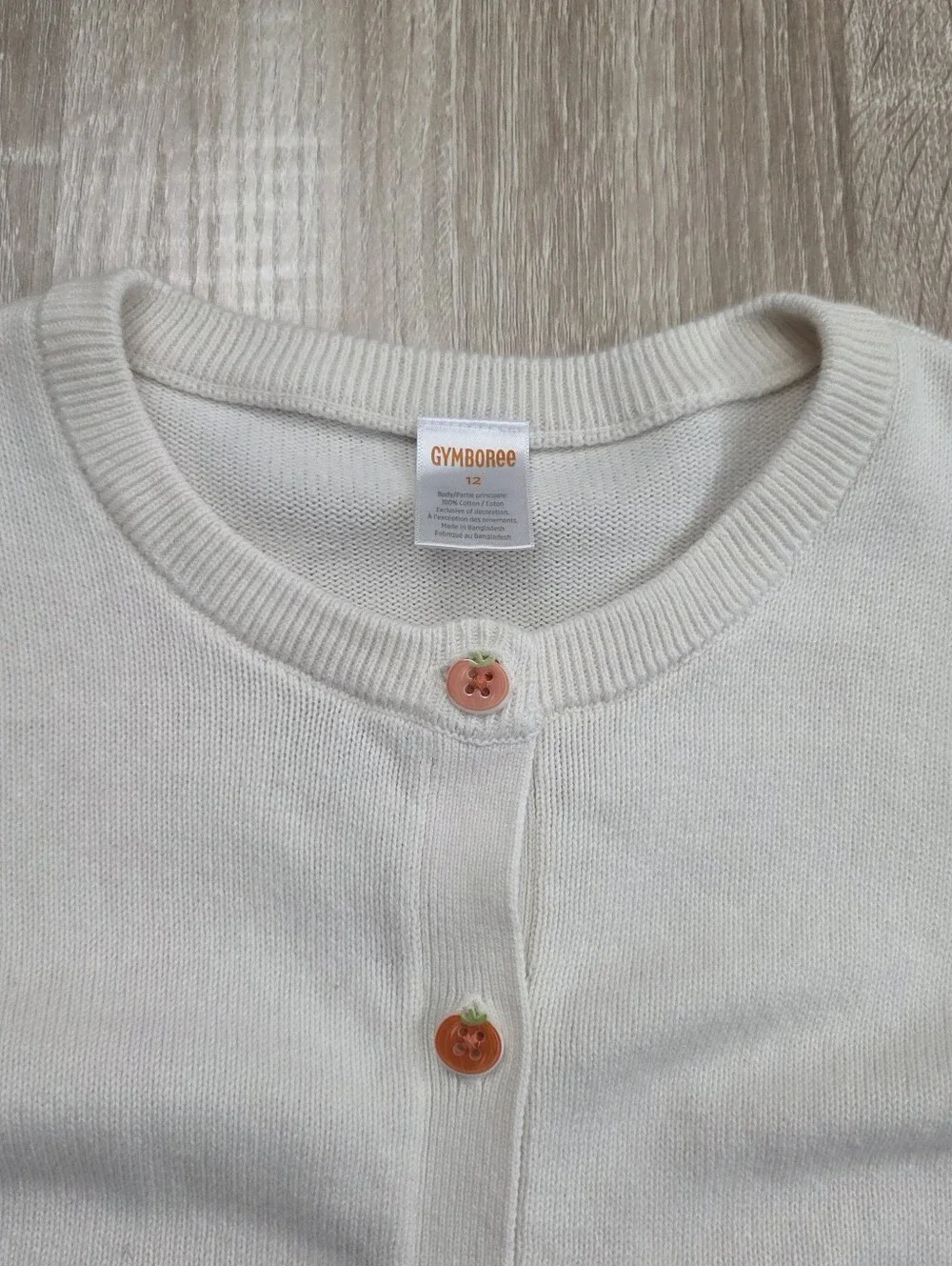 Gymboree Girls Cream Cardigan Sweater with Orange Pumpkin Patches Size 12